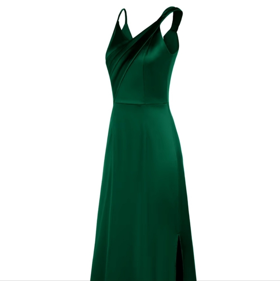 NWT Grace Karin Women Green Side Slit Satin Cocktail Party Dress - 16 - Picture 3 of 11